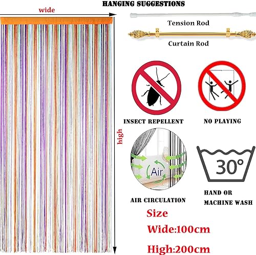 Odot Rideau de Fil pour Porte Fenêtre, Rideaux en Corde Franges Rideaux, 2PCS Rideau Anti Mouches Cloison de Séparation pour Décoration Maison Chambre Café Restaurant Cuisine (Marron,100x200cm) - Nail Gallerys