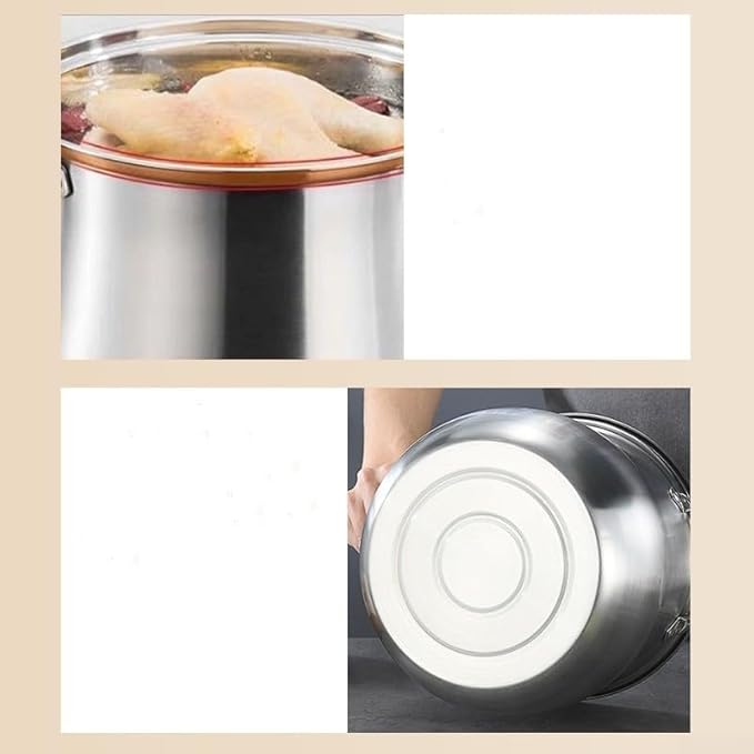 Marmite en acier inoxydable compatible induction avec couvercle en verre trempé – Grande pour soupes, ragoûts et bouillon - Nail Gallerys