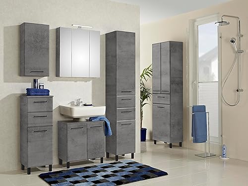 Pelipal Armoire à Miroir, Bois d'ingénierie Mélamine, oxyde Gris foncé, 70x80x16 cm - Nail Gallerys