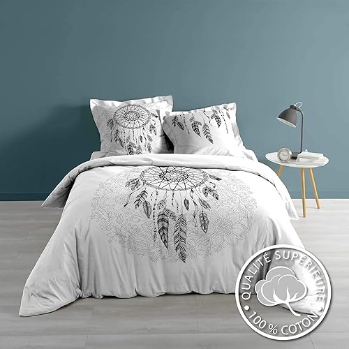 Douceur d'Intérieur, Parure 3 Pièces (200 x 200 cm) Ista Noir, 100% Coton - Nail Gallerys