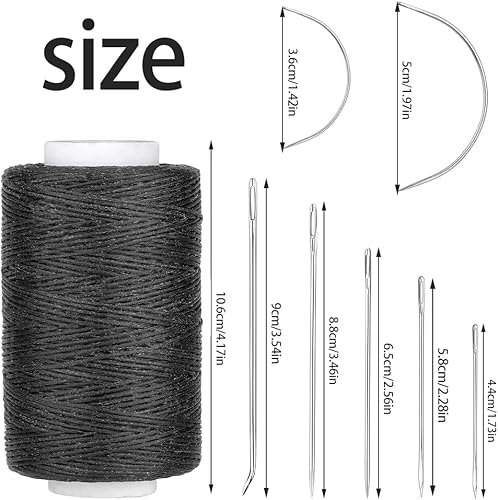 Namner Kit de fil ciré pour couture, tissu ciré avec aiguilles en cuir, kit de fil à coudre pour reliure, réparation de chaussures, projets en cuir, 250 m, 150D/gris foncé - Nail Gallerys