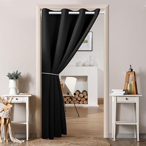 BTTO Rideau de Porte Occultant Thermique Isolant, Lot de 1 Anti Bruit Rideau Separation de Piece avec Oeillets, Décoration de Porte Fenêtre Intérieurs pour Salon Chambre, Beige, 86 x 203cm - Nail Gallerys