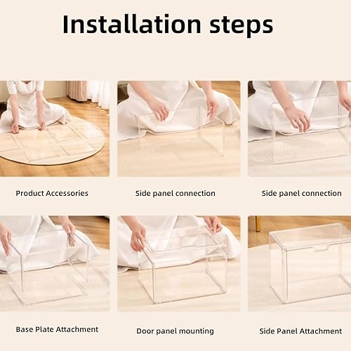 Buithafu Lot de 2 boîtes à chaussures empilables avec porte magnétique - Transparentes - Empilables - Rangement pour chaussures à talons hauts, bottes, escarpins - Hauts hauts - Transparent - Nail Gallerys