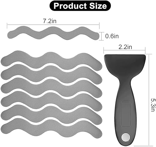 Autocollants Antidérapants, 1 jeu 24 Pièces Autocollants de Douche antidérapants, Auto-adhésif Antidérapant Bandes, avec noir Grattoir, pour escaliers de Douche de Baignoire, gris - Nail Gallerys