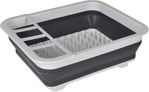 LNT France - Egouttoir Pliable Gris, Facile à Ranger, Antidérapants, Vaisselle Porte-Couverts Pliant, écoulement Optimal - Plastique Silicone Gris - Nail Gallerys
