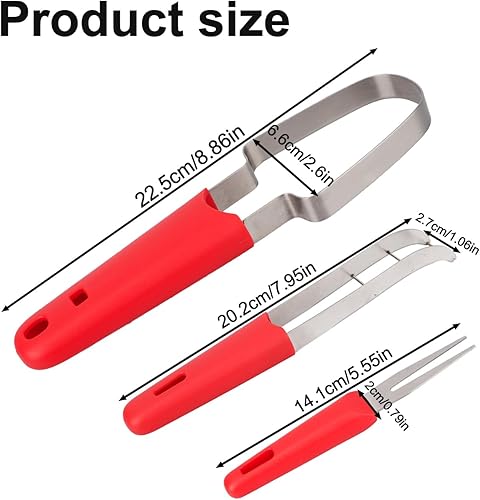 BOXOB Outil de Coupe-Pastèque 3 en 1, Coupe-Glace à Pastèque en Acier Inoxydable Couteau Multifonctionnel et Portable pour Fruits Melons Fourchettes pour Maison Camping Ustensiles de Cuisine - Nail Gallerys