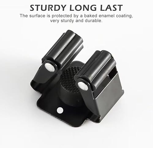 4 Pièces Accroche Balai Mural Sans Percer, Noire en Acier Inoxydable Support Balais Mural, avec 8 Pcs de Vis et 4 Pcs de Colle Sans Trace Dans le Paquet, pour Buanderie Jardin, Organisation du Garage - Nail Gallerys