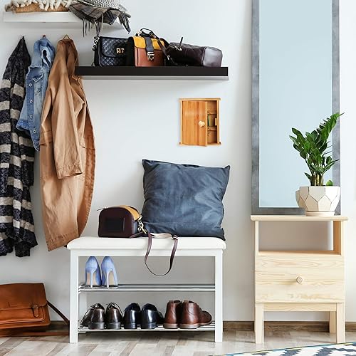 Relaxdays Boîte 6 Crochets, Armoire à Clef Murale, Rangement fermant à clé, Bois, HxlxP: 20,5 x 18 x 6 cm, Nature, Bambou, métal, 1 élément - Nail Gallerys