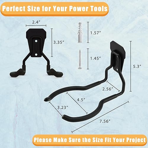 Juformin Lot de 2 crochets pour outils électriques, crochets muraux de garage, support de désherbeur, crochet utilitaire pour organiseurs d'outils de garage et rangement - Nail Gallerys