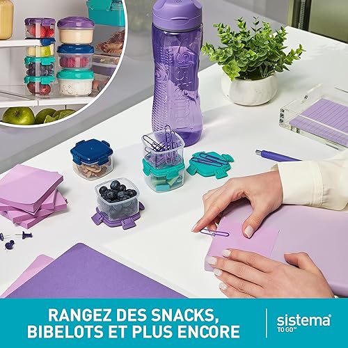 Sistema TO GO Snack ’n’ Nest Récipients de conservation alimentaire | 150 ml, 305 ml, 520 ml | Petits pots à goûter emboîtables | Sans BPA | Coloris assortis | 3 pièces - Nail Gallerys