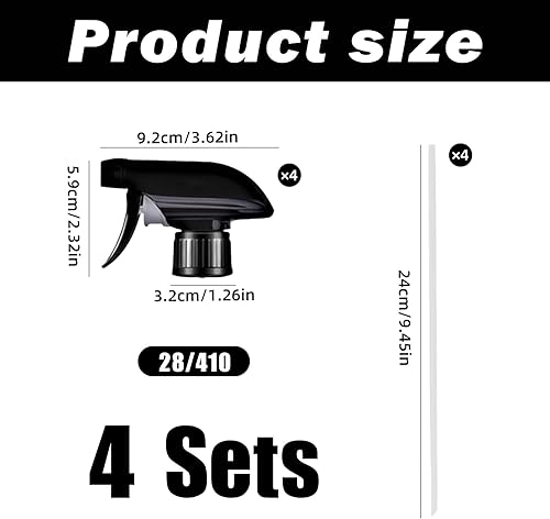 WLVinson Lot de 4 têtes de pulvérisation universelles pour bouteilles avec grille en mousse ou buse de jet pour flacons pulvérisateurs standard (noir) - Nail Gallerys