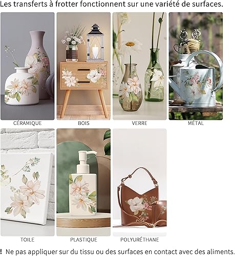 funlife UV DTF transfert pour meuble stickers fleurs, dessin au trait en noir et blanc lys autocollant fleur, adhesif pour meuble table armoire de salon chambre à coucher - Nail Gallerys