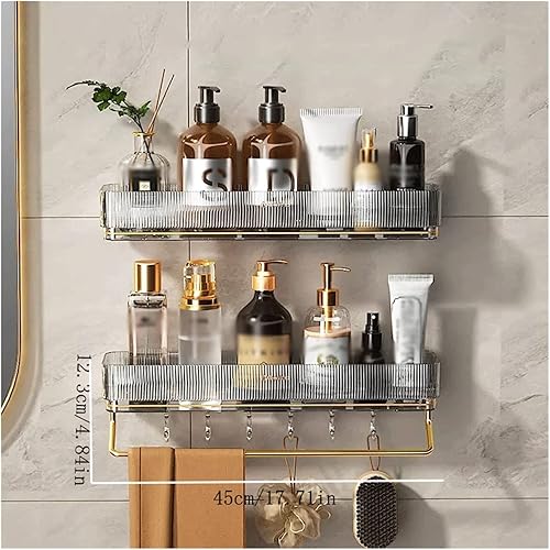 Étagère de rangement en plastique Étagère de rangement simple for articles de toilette avec porte-serviettes et crochet Étagère de rangement en plastique transparent à double fixation murale ( Color - Nail Gallerys
