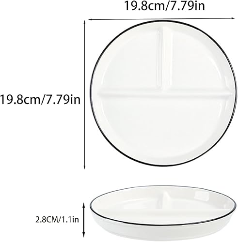 Sqxaldm Assiette Compartiment Adulte Diet Assiette Blanche Assiettes à Snacks Avec Compartiments Assiette Regime Portion pour Repas Fractionnés, Fêtes, Collations, Salades, Desserts (8 Pouces) - Nail Gallerys