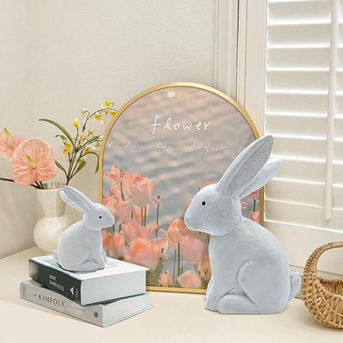 Bseical 2PCS Décoration de Pâques Lapins, Décoration de Pâques Figures de Lapin en Bois Debout Figures de Lapin de Pâques Grand pour Table de Jardin Figures de Pâques Bunny Décoration de Printemps - Nail Gallerys