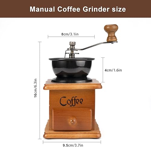 Moulin à Café Vintage Manuel en Bois, Réglage Grossier, Compartiments en Céramique - Nail Gallerys