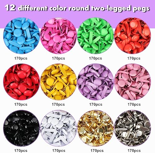 SHEENO 2040 Pcs Attaches Parisiennes Rondes,8 mm x12 mm Mini Brads pour Scrapbooking DIY Artisanat Papier - Nail Gallerys