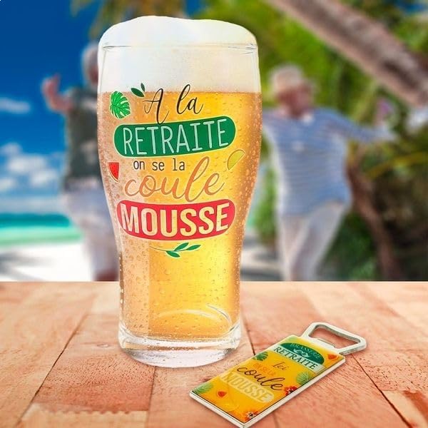 Verre à bière et décapsuleur cadeau original retraite - Nail Gallerys