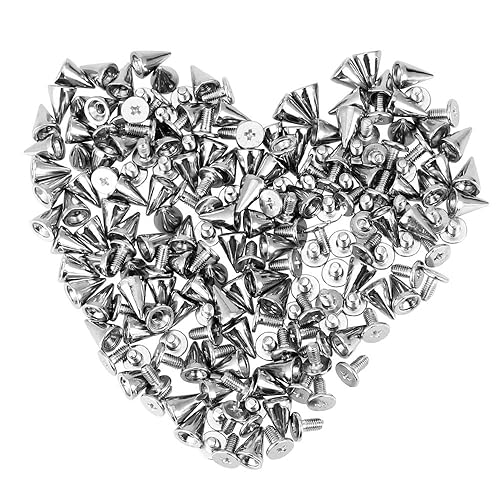 DECARETA 100Pcs Rivet Cône, Rivets Cuir Antirouille Rivets Clous Cône Style Punk pour Décoration Sacs Bricolage Bracelets en Cuir Chaussures Ceinture Vêtements (7X10mm, Argent) - Nail Gallerys