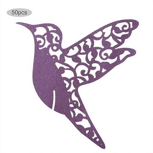 VIFERR Marque-Places de nom de Mariage 50pcs, Marque-Places pour Mariage ou fête, Marque-Places en Forme de Petit Oiseau pour décoration de Table en Verre à vin(Violet) - Nail Gallerys