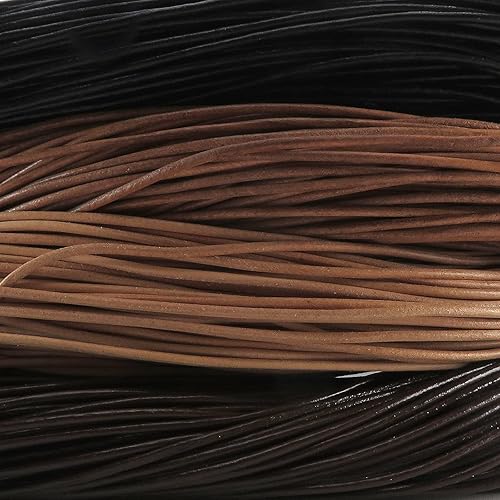 esnado Cordon en cuir rond 2 mm blanc (5 mètres, blanc) - Nail Gallerys