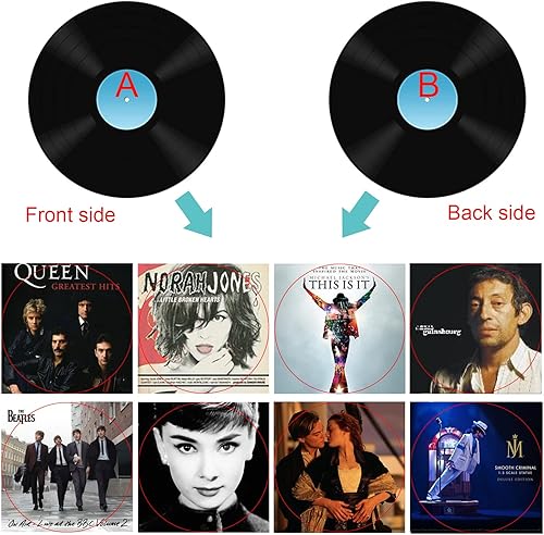 Qkydky Décoration de Disque Vinyle, 4 Pièces Disque de Décorations de Fête de Musique en Rouleau, 4 Pièces Affiche Colorée, Décoration Murale de Disque Vinyle, The Beatles - Nail Gallerys