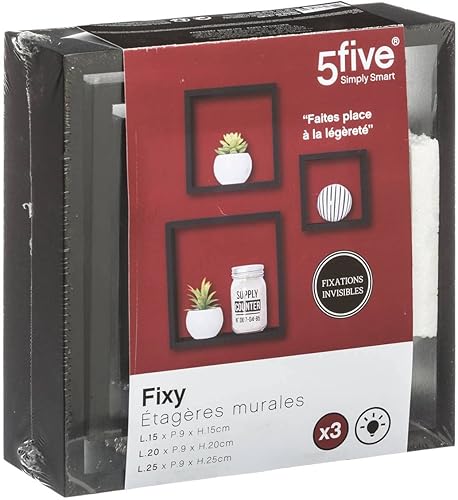 5five - 3 Petites étagères murales fixy Cube Noir - Nail Gallerys