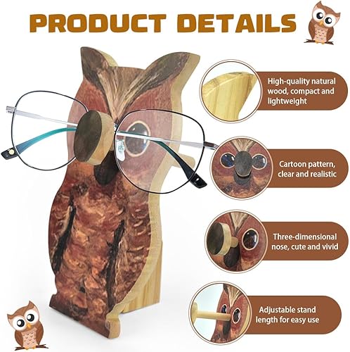 KLYNGTSK Support de Lunettes en Bois, Porte Lunettes en Bois Support de Lunettes Animaux Support à Lunettes en Forme de Hibou Support de Lunettes de Soleil Présentoir à Lunettes pour Maison Bureau - Nail Gallerys