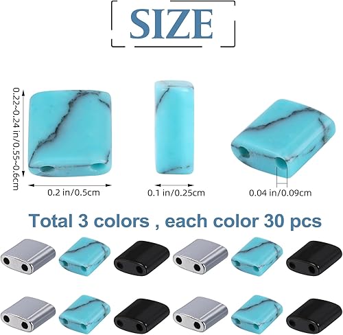 BEEFLYING 90 pièces de Perles Tila 5 mm, Perles carrées Plates à 2 Trous, Perles séparatrices japonaises pour la Fabrication de Bijoux, Bricolage, Bracelet Multi-brins, Collier, Boucles d'oreilles - Nail Gallerys