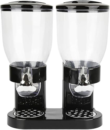 GLIT Distributeur Cereales de 3,5 litres, Distributeurs de Céréales Duo, Double Distributeur de Cereales, Système Rotatif, Sans BPA, Cornflakes Dispenser pour Fruits Secs, Flocon Avoine et Bonbons - Nail Gallerys