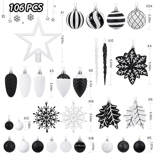 SHareconn Lot de 106 décorations de Noël en plastique incassable pour sapin de Noël, vacances, fête de mariage avec crochets inclus, rouge et doré - Nail Gallerys