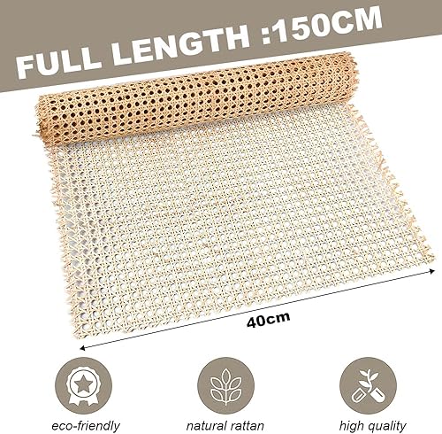Kleemeiero Sangle Cannage Rotin Rouleau 0.4 * 1.5M Rouleau de Cannage Rotin pour Vannerie Rouleau de Toile de Canne Rouleau de Maille en Rotin Naturel Rotin pour Cannage pour Bricolage Chaise Meuble - Nail Gallerys