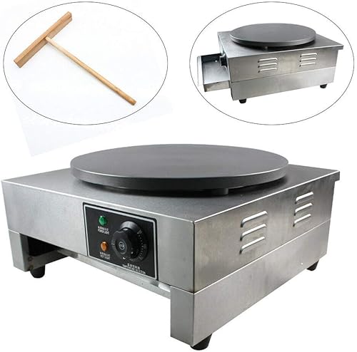 Crepe Maker Profi Pancake Maker Crepes Électrique Boîtier en acier inoxydable 16' Appareil à crêpes 50-300 °C - Nail Gallerys