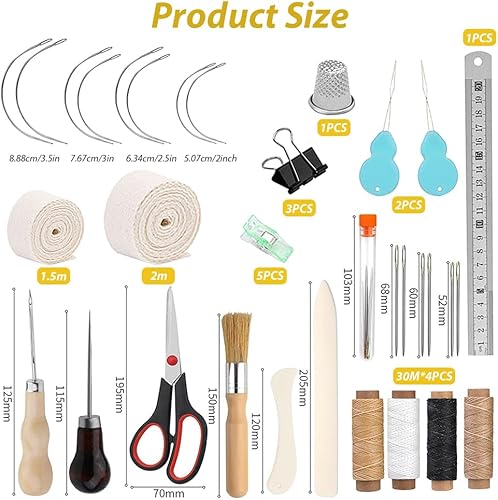 Piashow Kit de reliure de livres 41 pièces - Matériel de reliure en 3 parties - Outils de reliure de livres - Fil ciré - Outils de démarrage de reliure avec ruban de reliure - Alêne pour bricolage de - Nail Gallerys