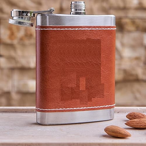 Flasque pratique en acier inoxydable de 100 ml avec revêtement en cuir synthétique style campagnard marron en acier inoxydable avec bouchon à vis sécurisé Bouteille d'alcool pour l'extérieur, le - Nail Gallerys