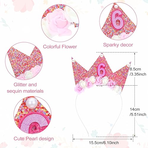 Nogeqi Couronne d'anniversaire de 6 ans, couronne d'anniversaire de 6 ans, couronne d'anniversaire pour fille de 6 ans, couronne d'anniversaire pour fille de 6 ans, bandeau d'anniversaire pour fille - Nail Gallerys