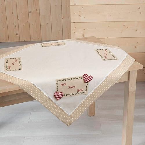 emmevi Nappe de cuisine, chemin de table, style shabby chic, en tissu pour table, style shabby (A) 85 x 85 cm - Nail Gallerys