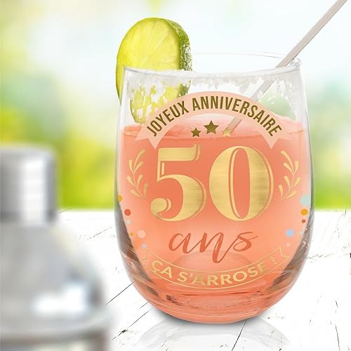 STC Verre rond cadeau 50 ans - Nail Gallerys