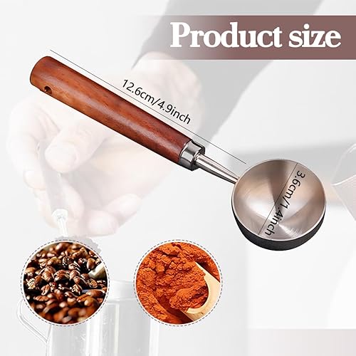 OIGWBPH Cuillère à Mesurer en Acier Inoxydable, à Café de Cuisine pour Café, Thé, Grains de Café, à Crème Glacée avec Manche en Noyer - Nail Gallerys