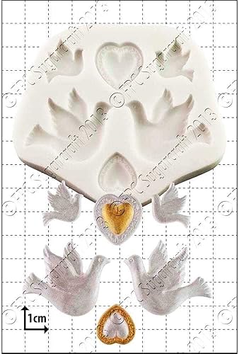 Moule en silicone colombes et cœurs - Nail Gallerys