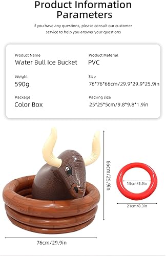 Glacière gonflable en forme de taureau, 75,9 x 75,9 x 65,8 cm, design portable, accessoire amusant pour fête de la bière, sport, anniversaires et pique-niques d'été - Nail Gallerys