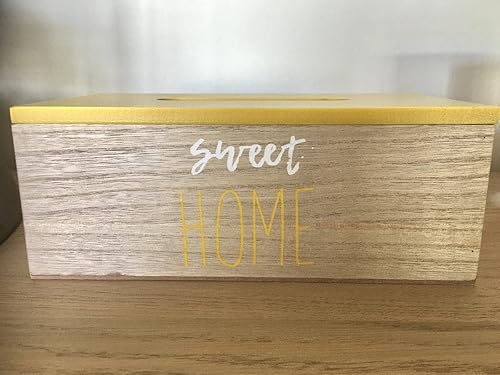 Atmosphera Créateur d'intérieur Boite à Mouchoir en Bois avec Message - Jaune Et Beige - L 23 X L 13,5 X H 9 Cm - Nail Gallerys