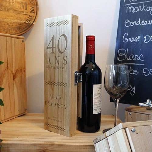 CADEAUX.COM - Caisse à Vin personnalisable pour Homme de 80 ans - Message Personnalisable - Caisse Personnalisée vendue seule - Cadeau Anniversaire - Cadeau Homme - Nail Gallerys