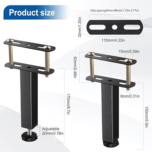 OBQcare Pieds de Meubles en Métal, Pieds de Lit Rétractables, Pied de Lit, Pied de Lit Pieds pour Sommier à Lattes Robuste Hauteur, Pieds de Sommier à Lattes sans Perçage - Nail Gallerys