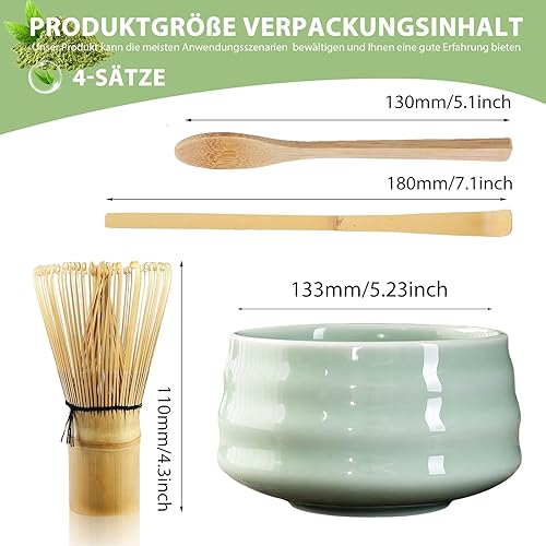 Ensemble à Thé Matcha, Ensemble Balai Matcha avec Fouet Matcha, Bol à Matcha en Céramique, 2 Cuillères à Café, Accessoires Japonais pour la Cérémonie Matcha, Kit Parfait pour la Préparation - Nail Gallerys