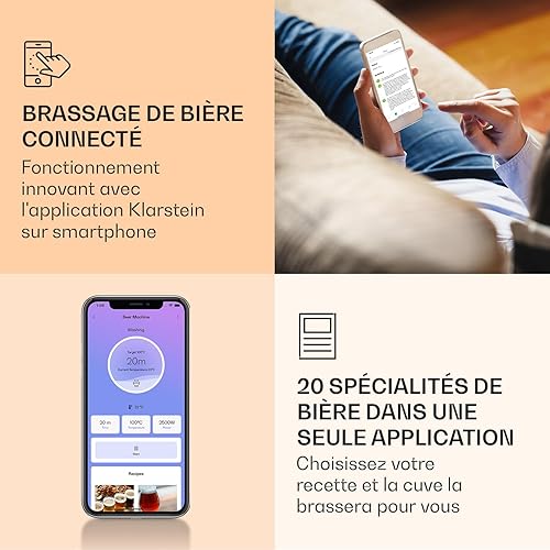 KLARSTEIN Kit Biere a Faire Soi Meme, Kit de Brassage Bière Complet avec Cuve de Brassage de 3300W, 45L, Acier Inoxydable, Mode Automatique, Kit Fabrication Biere, Cuve de Fermentation, Kit Brasseur - Nail Gallerys