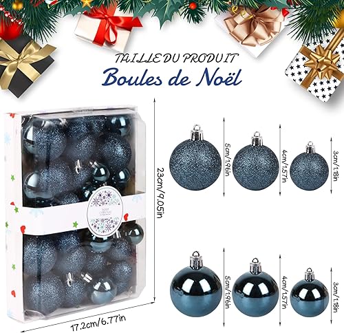 SULOLI Lot de Boules de Noël à Suspendre，Ensemble de Décoration Boules de Noël pour Pendentifs de Sapin de Noël (44pcs Rouge Vert Blanc) - Nail Gallerys