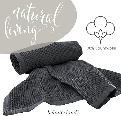 heimtexland ® Plaid en piqué gaufré - Couverture d'été légère - 100 % coton - 150 x 140 cm - Respirant et thermorégulateur - Type 914 - Beige - 1 pièce - Nail Gallerys