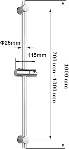 Drenky Rail de Colonne de Douche, Barre de Douche en Acier Inoxydable 304 avec Supports de Fixation réglables en Hauteur et en Angle, Finition Chrome Poli, 1m de Hauteur Totale - Nail Gallerys