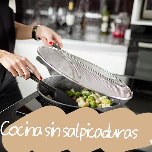 TFixol Grille anti-graisse pour poêle à frire - 25 cm - En acier inoxydable - Argenté - 25 cm - Nail Gallerys